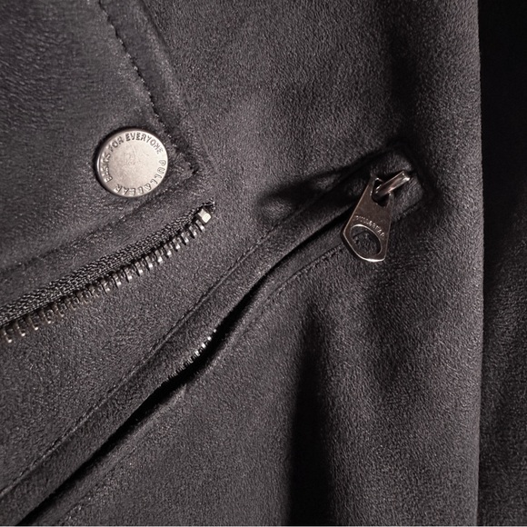 Pull&Bear - Faux Suede Black/Dark Grey Biker Jacket - Mens XXL - Picture 4 of 6